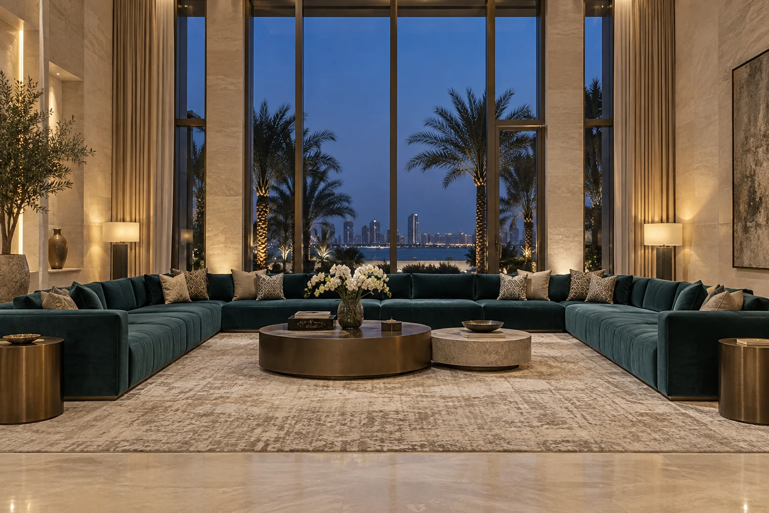 Teal & Bronze — Majlis concept interior